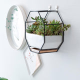 Maxbell 2x Tabletop Ceramic Indoor Plant Pot on Octagonal Rack Succulent Planter