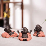 Little Ceramic Smiling Maitreya Happy Buddha Statue Figurine Ornaments A