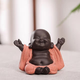 Little Ceramic Smiling Maitreya Happy Buddha Statue Figurine Ornaments A