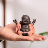 Little Ceramic Smiling Maitreya Happy Buddha Statue Figurine Ornaments A