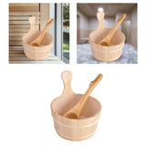 Maxbell 2x4L Large Capacity Wooden Sauna Barrel Equipped and Ladle for Sauna Bath Spa