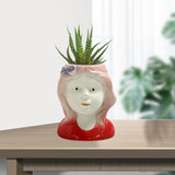 Maxbell Set of 2 Succulent Pots Ceramic Planter Small Succulent Pot with Drainage