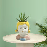 Maxbell 2Pcs Cute Succulent Pots Ceramic Planter Small Succulent Pot with Drainage