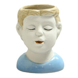 Maxbell 2x Succulent Pots Ceramic Planter Small Succulent Pot with Drainage Girl Boy