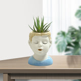 Maxbell 2x Succulent Pots Ceramic Planter Small Succulent Pot with Drainage Girl Boy