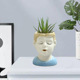 Maxbell 2x Succulent Pots Ceramic Planter Small Succulent Pot with Drainage Girl Boy