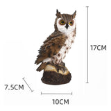 Maxbell 2xRealistic Horned Owl Decoy Bird Scarecrow for Yard Garden Statues Ornament Brown