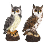Maxbell 2xRealistic Horned Owl Decoy Bird Scarecrow for Yard Garden Statues Ornament Brown