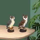 Maxbell 2xRealistic Horned Owl Decoy Bird Scarecrow for Yard Garden Statues Ornament Brown