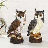 Maxbell 2xRealistic Horned Owl Decoy Bird Scarecrow for Yard Garden Statues Ornament Brown