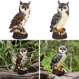 Maxbell 2xRealistic Horned Owl Decoy Bird Scarecrow for Yard Garden Statues Ornament Brown