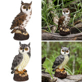 Maxbell 2xRealistic Horned Owl Decoy Bird Scarecrow for Yard Garden Statues Ornament Brown