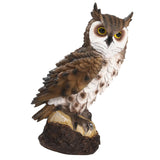 Maxbell 2xRealistic Horned Owl Decoy Bird Scarecrow for Yard Garden Statues Ornament Brown
