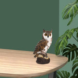 Maxbell 2xRealistic Horned Owl Decoy Bird Scarecrow for Yard Garden Statues Ornament Brown