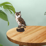 Maxbell 2xRealistic Horned Owl Decoy Bird Scarecrow for Yard Garden Statues Ornament Brown