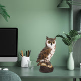 Maxbell 2xRealistic Horned Owl Decoy Bird Scarecrow for Yard Garden Statues Ornament Brown