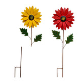 Maxbell 2pcs Garden Sunflower Wind Spinner Flower Sculpture for Patio Decoration