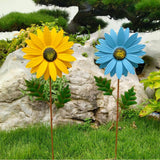 Maxbell 2pcs Garden Sunflower Wind Spinner Flower Sculpture for Patio Decoration