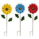 Maxbell 2pcs Garden Sunflower Wind Spinner Flower Sculpture for Patio Decoration