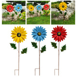 Maxbell 2pcs Garden Sunflower Wind Spinner Flower Sculpture for Patio Decoration
