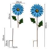 Maxbell 2x Garden Sunflower Wind Spinner Flower Sculpture for Backyard Decor