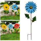 Maxbell 2pcs Garden Sunflower Wind Spinner Flower Sculpture for Patio Decoration