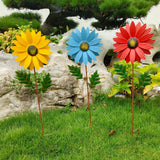 Maxbell 2x Garden Sunflower Wind Spinner Flower Sculpture for Backyard Decor