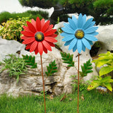 Maxbell 2x Garden Sunflower Wind Spinner Flower Sculpture for Backyard Decor