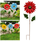 Maxbell 2x Garden Sunflower Wind Spinner Flower Sculpture for Backyard Patio Decor