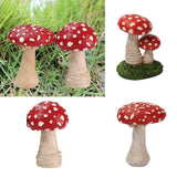 Maxbell 3x Mushroom Figure Yard Decoration Miniature Creative w/ Base for Garden
