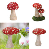 Maxbell 3x Mushroom Figure Yard Decoration Miniature Creative w/ Base for Garden