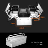 Tool Box Large Space 3 Compartments Tray Double Layer Lockable for Garage Silver