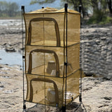 Maxbell Multi Layers Hanging Drying Rack Net Foldable Lightweight (Black) camel - Aladdin Shoppers