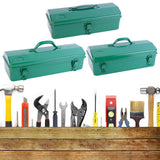 Maxbell Metal Tool Box with Lock Latch Green Tool Organizer for Garage Home Workshop 35cmx11cmx14cm