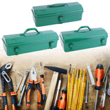 Maxbell Metal Tool Box with Lock Latch Green Tool Organizer for Garage Home Workshop 35cmx11cmx14cm