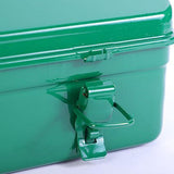 Maxbell Metal Tool Box with Lock Latch Green Tool Organizer for Garage Home Workshop 42cmx12cmx15.5cm