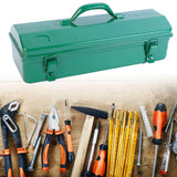 Maxbell Metal Tool Box with Lock Latch Green Tool Organizer for Garage Home Workshop 42cmx12cmx15.5cm