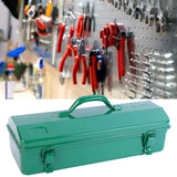Maxbell Metal Tool Box with Lock Latch Green Tool Organizer for Garage Home Workshop 42cmx12cmx15.5cm