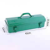 Maxbell Metal Tool Box with Lock Latch Green Tool Organizer for Garage Home Workshop 42cmx12cmx15.5cm