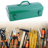 Maxbell Metal Tool Box with Lock Latch Green Tool Organizer for Garage Home Workshop 42cmx15cmx20cm