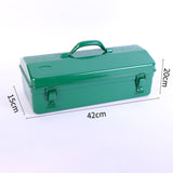 Maxbell Metal Tool Box with Lock Latch Green Tool Organizer for Garage Home Workshop 42cmx15cmx20cm