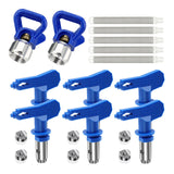 6x Reversible Airless Paint Sprayer Nozzle Tips Precise Nozzle for Buildings with Filter Net