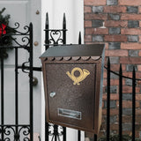 Wall Mount Mailbox Office Locking Mailbox with Key Outdoor Business Drop Box bronze