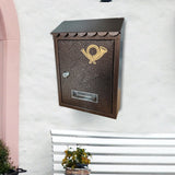 Wall Mount Mailbox Office Locking Mailbox with Key Outdoor Business Drop Box bronze