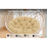 Maxbell 2xRound 50cm Padded Seat Cushion Egg Shape Chair Pad for Family Rooms Accessory Khaki