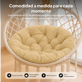 Maxbell 2xRound 50cm Padded Seat Cushion Egg Shape Chair Pad for Family Rooms Accessory Khaki