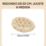 Maxbell 2xRound 50cm Padded Seat Cushion Egg Shape Chair Pad for Family Rooms Accessory Khaki