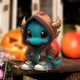 Maxbell Halloween Dinosaur Statue Garden Sculpture for Cabinets Shelf Outdoor Orange