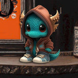 Maxbell Halloween Dinosaur Statue Garden Sculpture for Cabinets Shelf Outdoor Orange