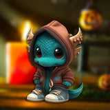 Maxbell Halloween Dinosaur Statue Garden Sculpture for Cabinets Shelf Outdoor Orange